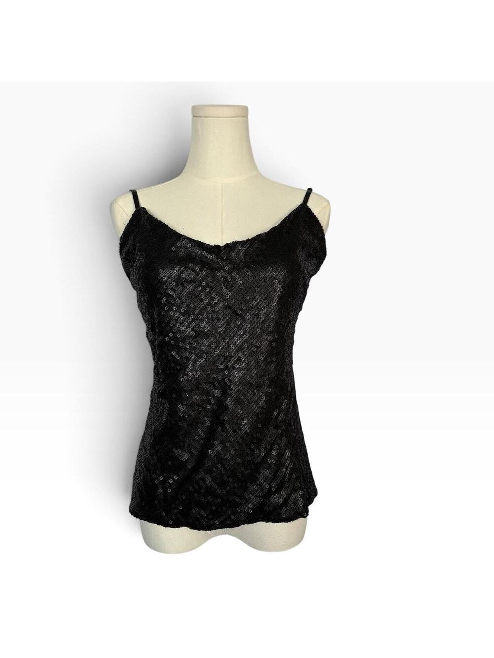 Black lace cami top with silver sequin embellishments #glamour #party